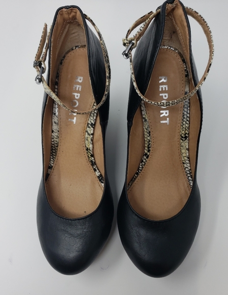 REPORT BLACK LEATHER PLATFORM WEDGES - Picture 4 of 7